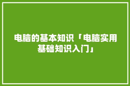 电脑的基本知识「电脑实用基础知识入门」 编程语言 电脑的基本知识「电脑实用基础知识入门」 电脑的基本知识「电脑实用基础知识入门」 编程语言