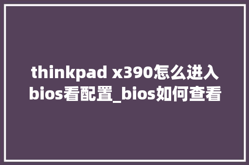 thinkpad x390怎么进入bios看配置_bios如何查看电脑配置