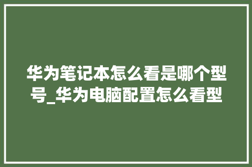 华为笔记本怎么看是哪个型号_华为电脑配置怎么看型号参数
