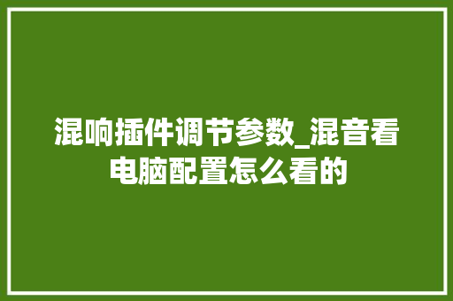 混响插件调节参数_混音看电脑配置怎么看的
