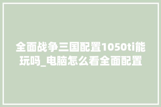全面战争三国配置1050ti能玩吗_电脑怎么看全面配置信息