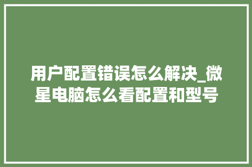 用户配置错误怎么解决_微星电脑怎么看配置和型号