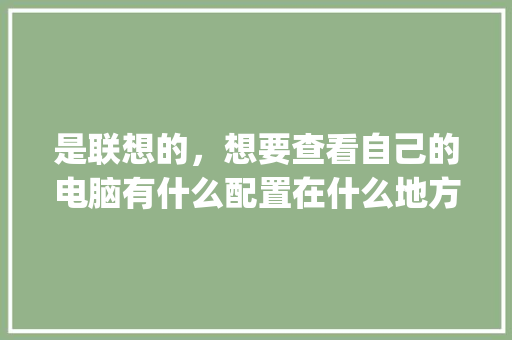 是联想的，想要查看自己的电脑有什么配置在什么地方看呀_手提怎么看电脑配置和型号