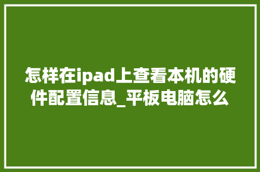 怎样在ipad上查看本机的硬件配置信息_平板电脑怎么看硬件配置参数