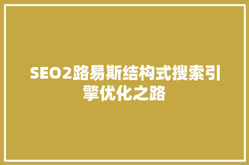 SEO2路易斯结构式搜索引擎优化之路