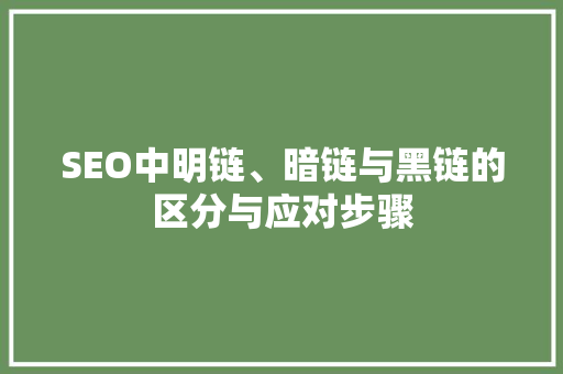 SEO中明链、暗链与黑链的区分与应对步骤