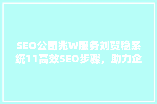 SEO公司兆W服务刘贺稳系统11高效SEO步骤，助力企业互联网营销