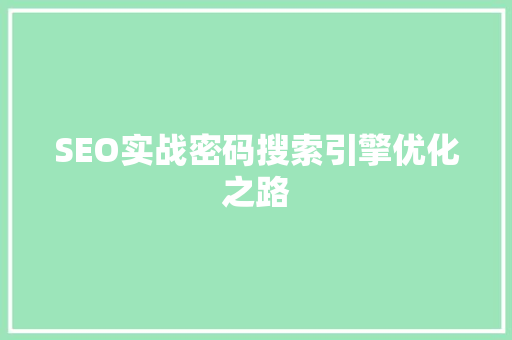SEO实战密码搜索引擎优化之路