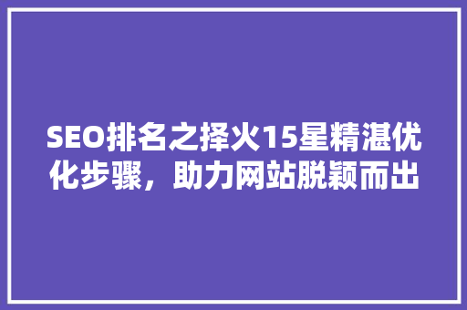 SEO排名之择火15星精湛优化步骤，助力网站脱颖而出