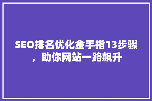 SEO排名优化金手指13步骤，助你网站一路飙升