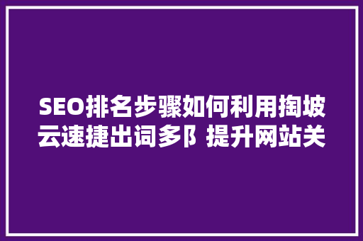 SEO排名步骤如何利用掏坡云速捷出词多阝提升网站关键词优化效果