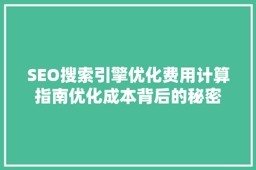 SEO搜索引擎优化费用计算指南优化成本背后的秘密