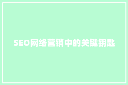 SEO网络营销中的关键钥匙