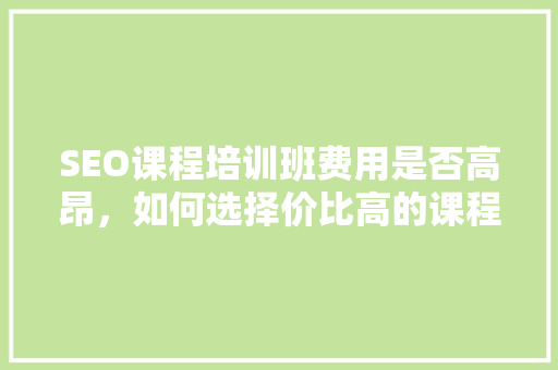 SEO课程培训班费用是否高昂，如何选择价比高的课程