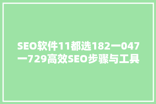 SEO软件11都选182一047一729高效SEO步骤与工具应用