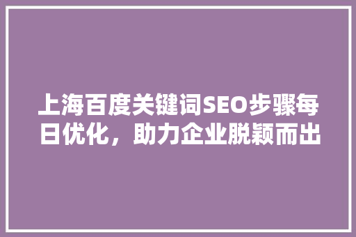 上海百度关键词SEO步骤每日优化，助力企业脱颖而出