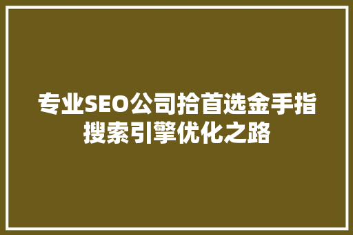 专业SEO公司拾首选金手指搜索引擎优化之路