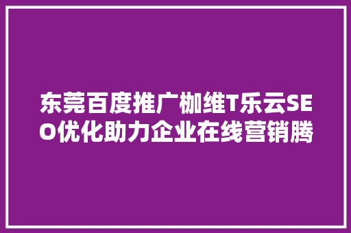 东莞百度推广枷维T乐云SEO优化助力企业在线营销腾飞