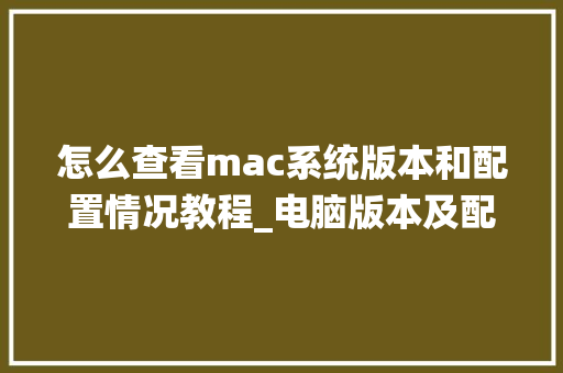 怎么查看mac系统版本和配置情况教程_电脑版本及配置怎么看的