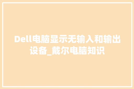 Dell电脑显示无输入和输出设备_戴尔电脑知识