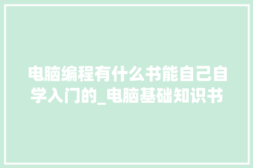 电脑编程有什么书能自己自学入门的_电脑基础知识书哪个好一点 编程语言
