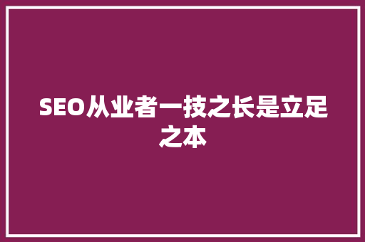 SEO从业者一技之长是立足之本