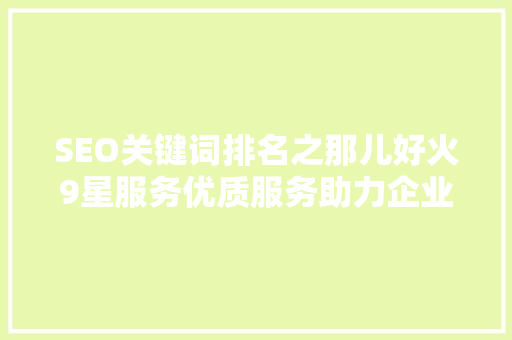 SEO关键词排名之那儿好火9星服务优质服务助力企业腾飞 网络技术