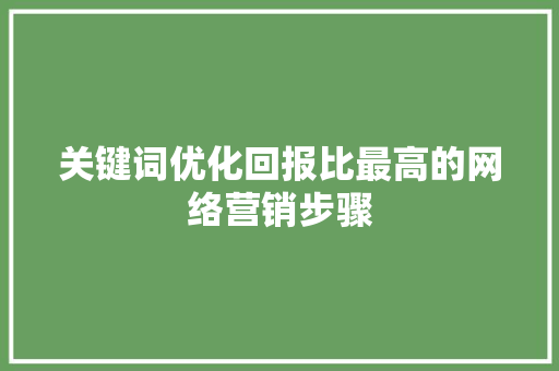 关键词优化回报比最高的网络营销步骤