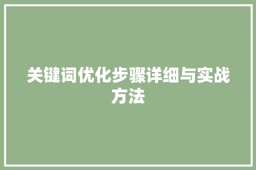 关键词优化步骤详细与实战方法