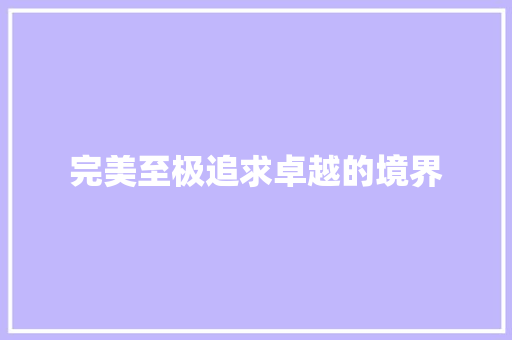 完美至极追求卓越的境界