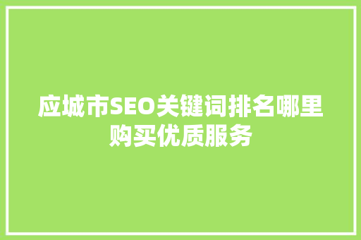 应城市SEO关键词排名哪里购买优质服务