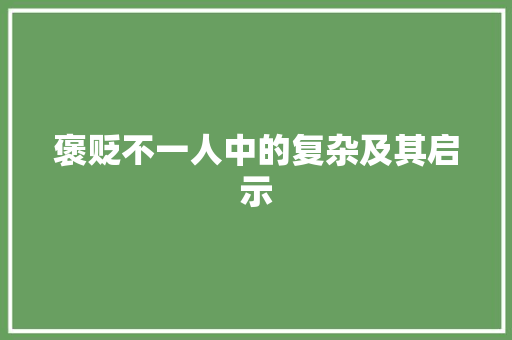 褒贬不一人中的复杂及其启示