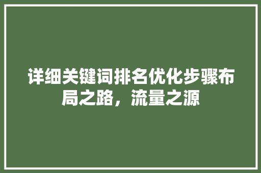 详细关键词排名优化步骤布局之路，流量之源