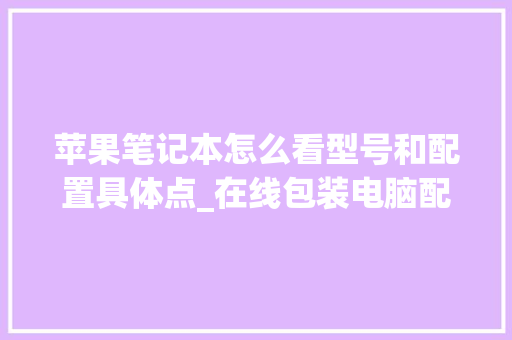 苹果笔记本怎么看型号和配置具体点_在线包装电脑配置怎么看的