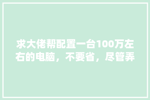 求大佬帮配置一台100万左右的电脑，不要省，尽管弄最高的配置，谢谢_电脑配置百万配置怎么看的