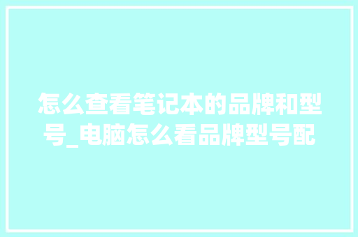 怎么查看笔记本的品牌和型号_电脑怎么看品牌型号配置表
