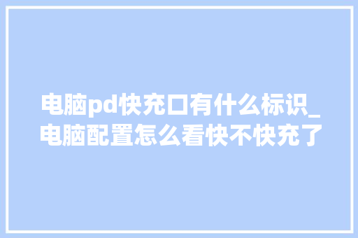 电脑pd快充口有什么标识_电脑配置怎么看快不快充了