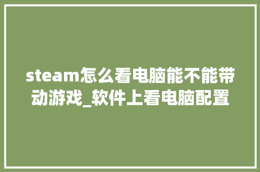 steam怎么看电脑能不能带动游戏_软件上看电脑配置怎么看的 steam怎么看电脑能不能带动游戏_软件上看电脑配置怎么看的