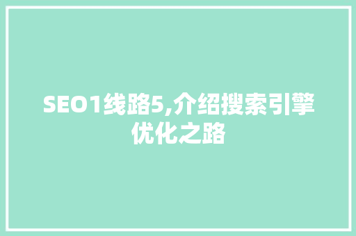 SEO1线路5,介绍搜索引擎优化之路 SEO1线路5,介绍搜索引擎优化之路 电脑配置