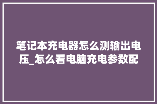 笔记本充电器怎么测输出电压_怎么看电脑充电参数配置表