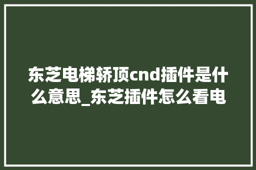 东芝电梯轿顶cnd插件是什么意思_东芝插件怎么看电脑配置参数