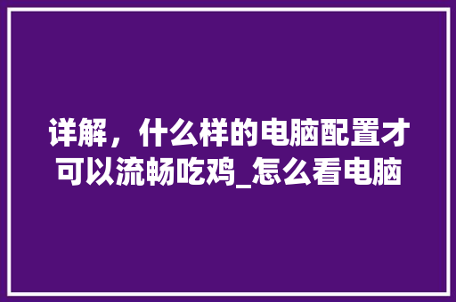 详解，什么样的电脑配置才可以流畅吃鸡_怎么看电脑配置能不能吃鸡