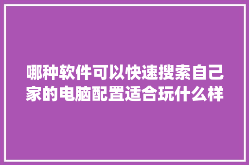 哪种软件可以快速搜索自己家的电脑配置适合玩什么样的游戏_不同软件怎么看电脑配置信息