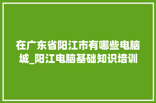 在广东省阳江市有哪些电脑城_阳江电脑基础知识培训班 电脑配置