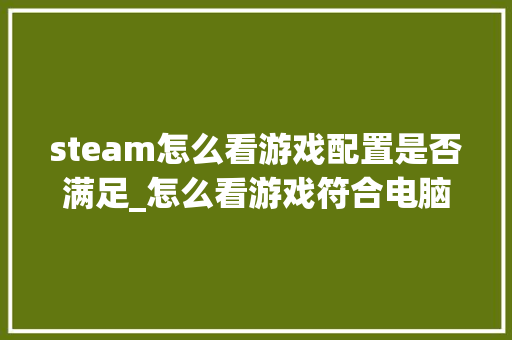 steam怎么看游戏配置是否满足_怎么看游戏符合电脑配置要求