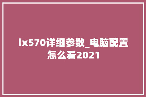 lx570详细参数_电脑配置怎么看2021