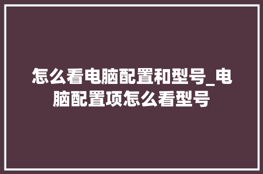 怎么看电脑配置和型号_电脑配置项怎么看型号