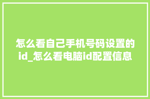 怎么看自己手机号码设置的id_怎么看电脑id配置信息