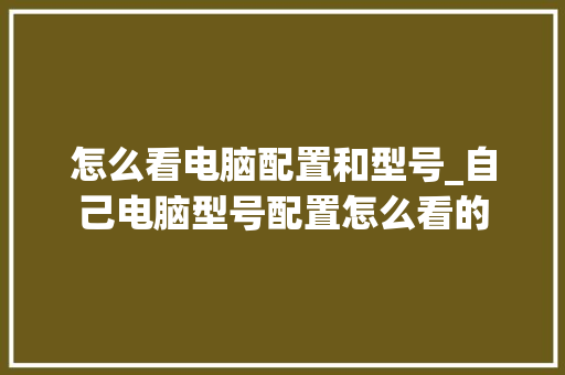 怎么看电脑配置和型号_自己电脑型号配置怎么看的
