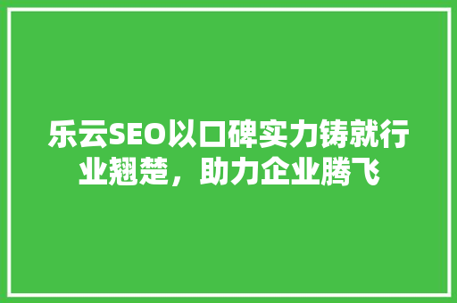 乐云SEO以口碑实力铸就行业翘楚,助力企业腾飞 电脑基础 乐云SEO以口碑实力铸就行业翘楚,助力企业腾飞 电脑基础